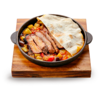 Жаркое со свиной шеей гриль под лавашем