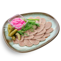 Язык с хреном и корнишонами