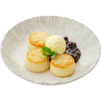 Сырники с мороженым и смородиновым соусом